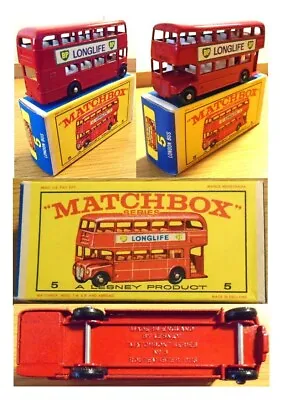 MATCHBOX Lesney No.5 LONDON BUS ‘BP LONGLIFE BP’ 1965 AEC ROUTEMASTER BUS Mint • £40