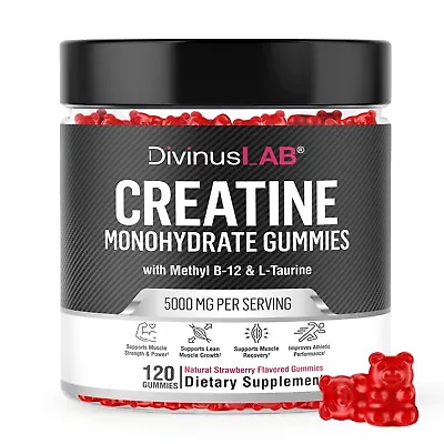 Creatine Monohydrate Gummies 5g (5000mg) Pre Workout For Building Muscle 120 Ct • $30.50