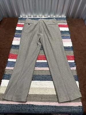 Vintage 1960s Sears Kings Road Double Knit Plaid Rockabilly Trousers Pants 38 • $39.90