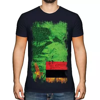 Zambia Grunge Flag Mens T-shirt Tee Top Zambian Shirt Football Jersey Gift • $16.10