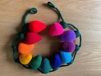 £15 • Buy Handmade Knitted Fairy Lights, Nursery Bunting/ Christmas Garland/ Rainbow Hues