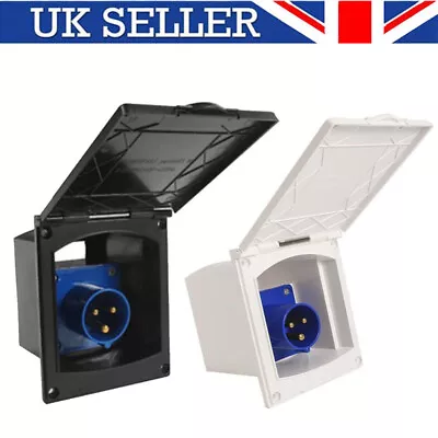 Mains 230V 16A Flush Hook Up Socket Caravan Motorhome Camper Van RV Waterproof • £13.89