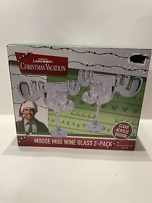 National Lampoons Christmas Vacation Moose Mug Acrylic Stemmed Wine Glass 2 Pack • $24.90