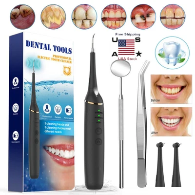 $8.95 • Buy Plaque Remover For Teeth Electric Teeth Cleaning Kit Tartar Safe For Kids Adults