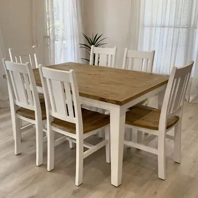 $1790 • Buy Leura Belle Rustic 6 Seater Rectangle Dining Table & Chairs Setting | Country