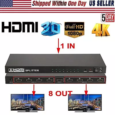 8Port 4K 1080P HDMI Splitter 1x8 Multi Switch Switcher Hub Box LCD XBOX PS3 HDTV • $27.99