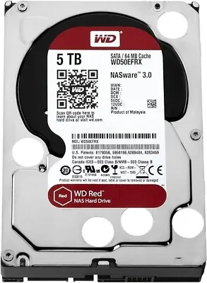 Western Digital Red WD50EFRX 5TB 3.5  5700 RPM NASware SATA III NAS Hard Drive • £139.99