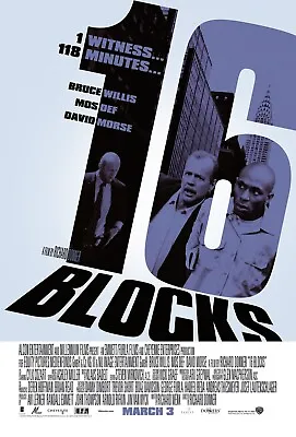 16 BLOCKS MOVIE POSTER 2 Sided ORIGINAL FINAL 27x40 BRUCE WILLIS MOS DEF • $19.99