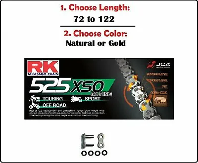 RK 525 XSO Xring Motorcycle Drive Chain Natural Or Gold With Rivet Master Link • $92