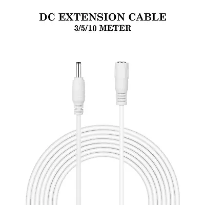 Power Extension Cable White For 9V 12V CCTV 3m 5m 10m LED & Adapters 2.1mm*5.5mm • £2.90