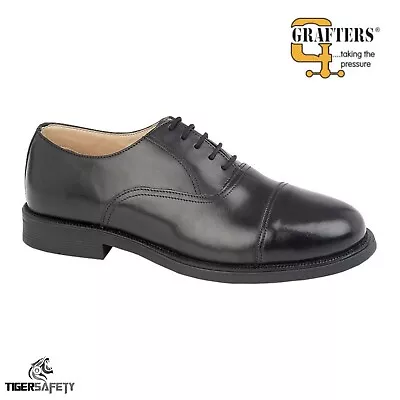 Grafters XM620A Mens Black Leather Formal Air Cushion Cadet Parade Uniform Shoes • £28.95