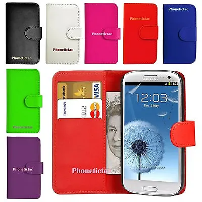 Flip Leather Wallet Case Cover For Samsung Galaxy S3 4 5 6 7 MINI NOTE 2 3 J1 • £4.98