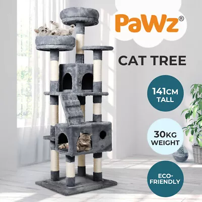 Pawz Cat Trees Scratching Post Scratcher For Large Cats Tower House Grey 141cm • $99.99