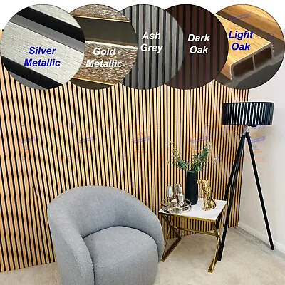 235cm X 206cm 3D Slat Wood Wall Panel Veneer Acoustic For Living Room 5 Colours • £179