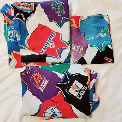 Vtg. 1990's NBA Twin Bed Sheet Set Team Jersey USA Made Bulls Lakers Sonics • $14.99