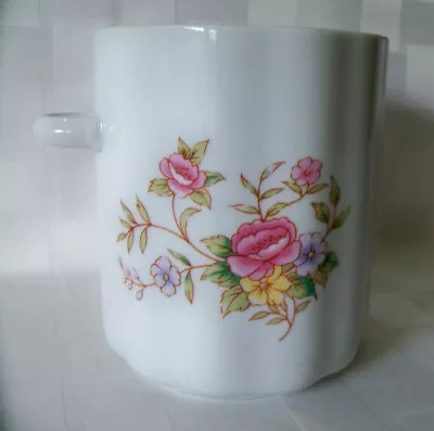 Vintage FTDA Floral Flower 4.5  SUGAR CANNISTER JAR White Pink Roses Taiwan VASE • $6
