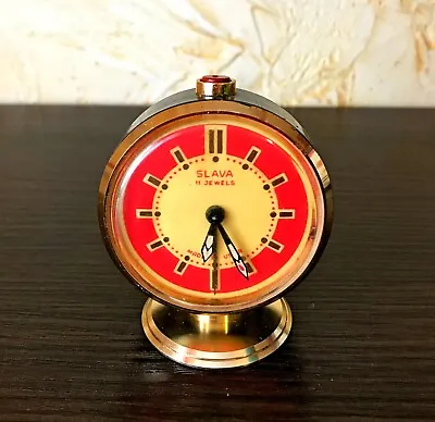  Soviet Vintage Mechanical Alarm Clock Slava - USSR - Full Working • $25