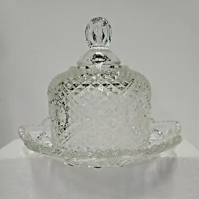 Vintage AVON Pressed Glass Round Butter Dish & Dome Lid (e20) Chipped Handle  • $9.50