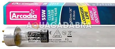 £16.95 • Buy Arcadia 55W UVC T8 Bulb Ultra Violet Tube Lamp 55 Watt Koi Fish Pond UV FG55