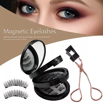 Magnetic Eye Lashes Kit With Eyelash Curler 3D Reusable Magnet Fake Lashes • $11.83