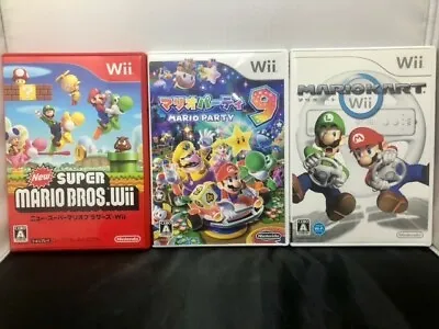 New Super Mario Bros. Wii  Mario Kart & Mario Party 9 Set Nintendo Wii Japanese • $99.33