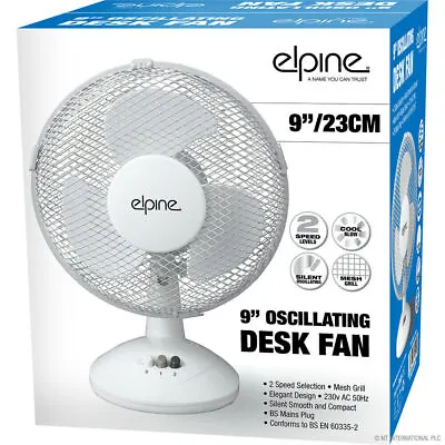 9  Oscillating Table Desk Fan Cooling Air 2 Speed Cool Summer Home Office New • £11.99