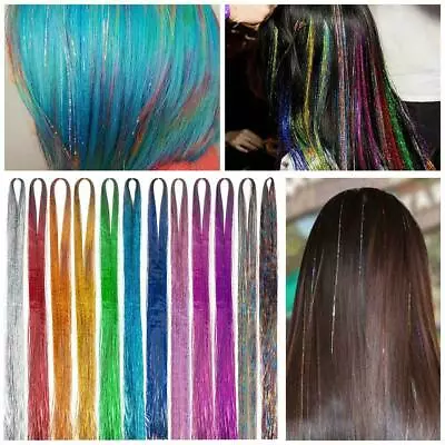  Hair Glitter Tinsel Extensions Strands Holographic Sparkle Woman Dazzles • £1.99