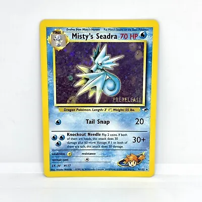 Misty's Seadra 9/132 Holo Gym Heroes Prerelease Stamped Pokémon Card Promo LP/MP • $7.99