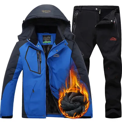 $74.23 • Buy Mens Snowboard Fleece Jacket Pants Ski Suit Thickened Warm Waterproof Windpr~gw