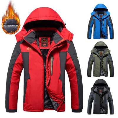 Mens Warm Hiking Jackets Waterproof Winter Coats Hooded Mountain Working Jacket • £25.99