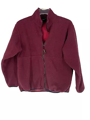 Cabelas Polartec Fleece Jacket Medium Red Full Zip Mock Neck Polyester Hike • $29.95