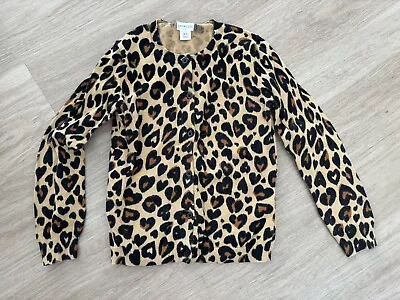 J. Crew Crewcuts Girls Leopard Cardigan Sweater 6-7 • $18