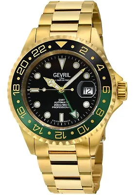 Gevril Mens 4956A Wall Street Ceramic Bezel Date Swiss Automatic GMT SW330 Watch • $899