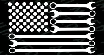 Mechanic American Flag White Vinyl Decal Sticker • $2.50