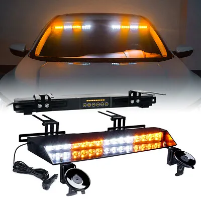 Xprite 2x LED Windshield Visor Strobe Light Bar White Amber  Emergency Warning • $89.98