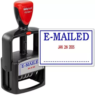 MaxMark Heavy Duty 3 Date Stamp With E-MAILED Self Inking Stamp - 2 Color Blu... • $44.59