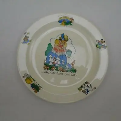 Vintage Beswick Mary Mary Quite Contrary Gold Oval Chilren's Plate Free Ship Lc • $23.99