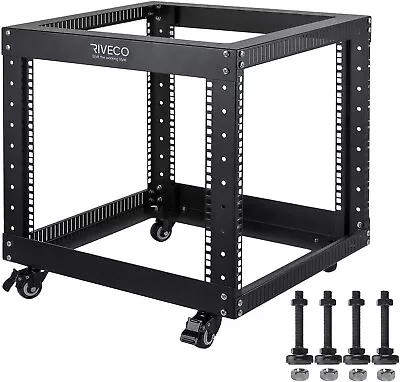 RIVECO 9U Open Frame Server Rack With Casters- Heavy Duty 4 Post Quick Assemb... • $129.95