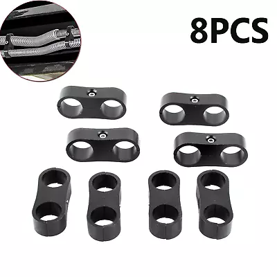 8pcs 4AN AN4 Hose Separator Clamp Fitting Connector Oil Fuel Hose Line Aluminum • $9.99