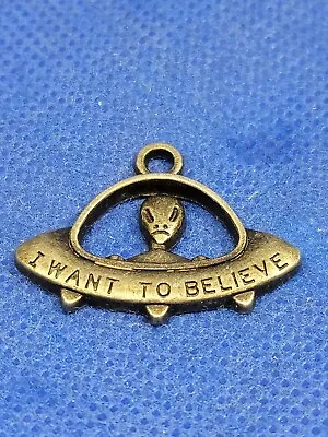 Grey Alien UFO I Want To Believe X Files Metal Pendant  • $2.31