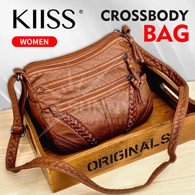 Ladies Cross Body Messenger Bag Women Shoulder Over Bags Handbags Soft Leather • $15.79