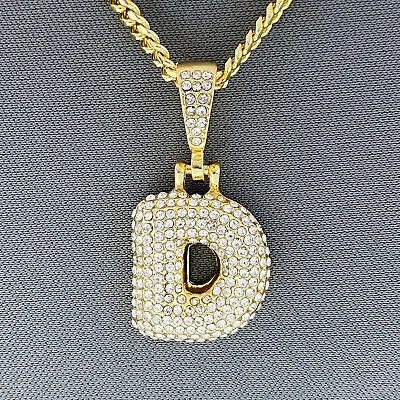 $9.99 • Buy Gold Tone Clear Rhinestones Bubble Initial Alphabet Letter D Pendant Necklace
