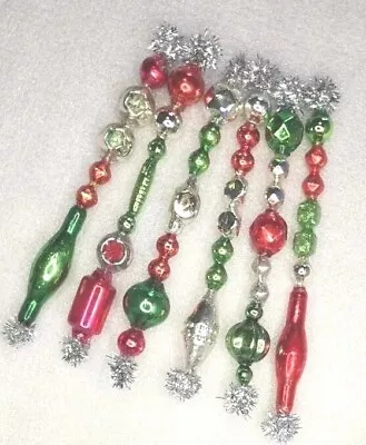 ✨️🎅🤶 6 Vtg Mercury Glass Garland Icicle Bead Christmas Tree Ornaments 4 +  • $25