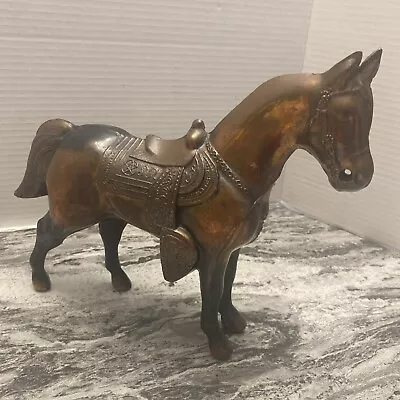 Vintage Pot Metal Horse Figurine Brass Bronze Copper Color Carnival Prize USA • $14.99