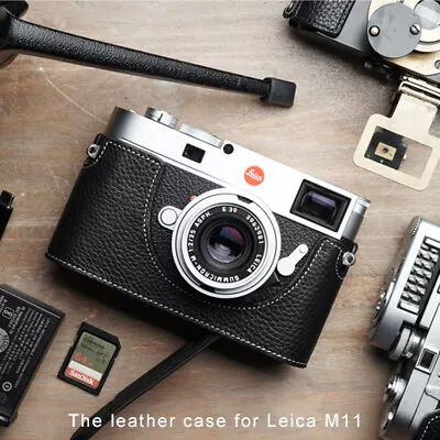 Handmade Vintage Genuine Real Leather Half Camera Case Cover Bag For Leica M11 • $22.99