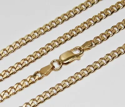 9ct Yellow Gold On Silver Curb Chain - 3mm - 16  18  20  22  24  26  30  • £14.95