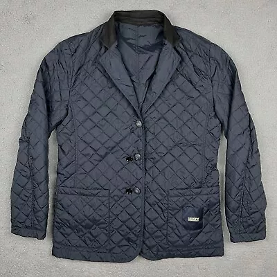 Husky Quilted Jacket Mens Large 50 Navy Blue Coat Reversible Italy Casual Dress • $38.99