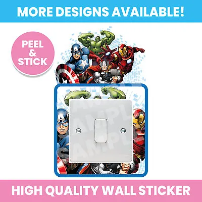 Avengers Light Switch Surround Wall Sticker Decal Kids Girl Boy Bedroom • £1.99