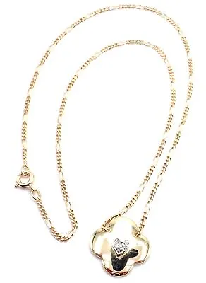 Authentic! Vintage Cartier 18k Yellow Gold Diamond Heart Clover Pendant Necklace • $3000