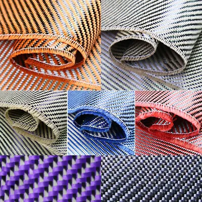 Aramid Carbon Fiber Blended Fabric Cloth Red/Yellow/Blue/Green/Purple/Grey Black • £23.42